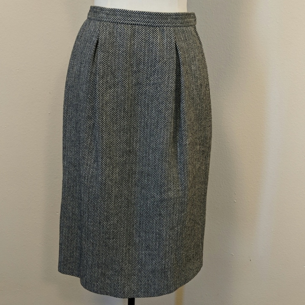 Ysl fishbone wool black/off-white skirt